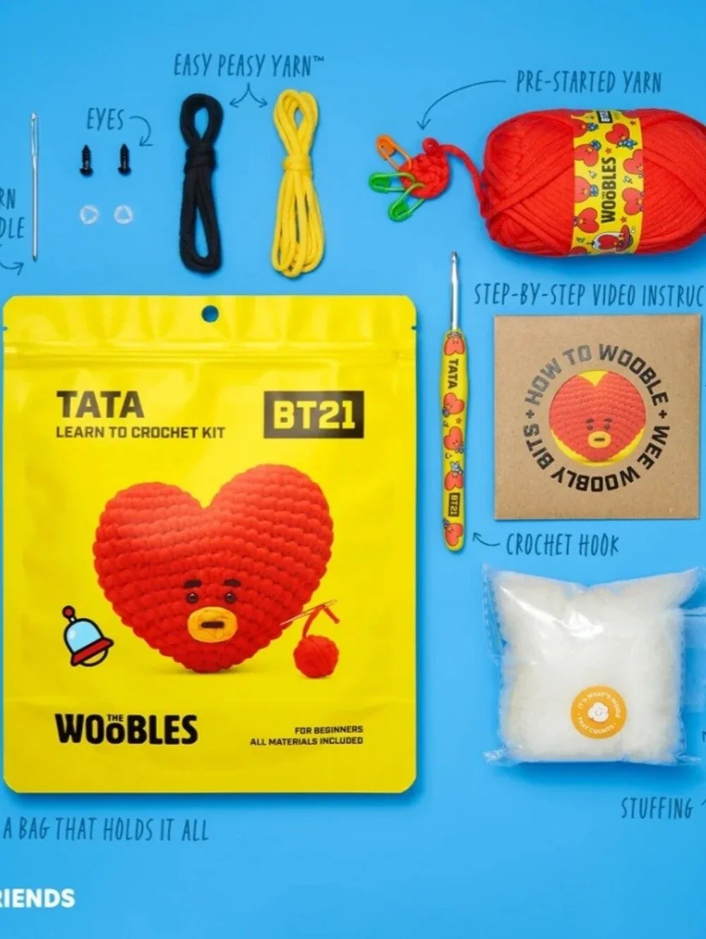 The Woobles TATA Learn to Crochet Kit, BTS collaboration, BT21